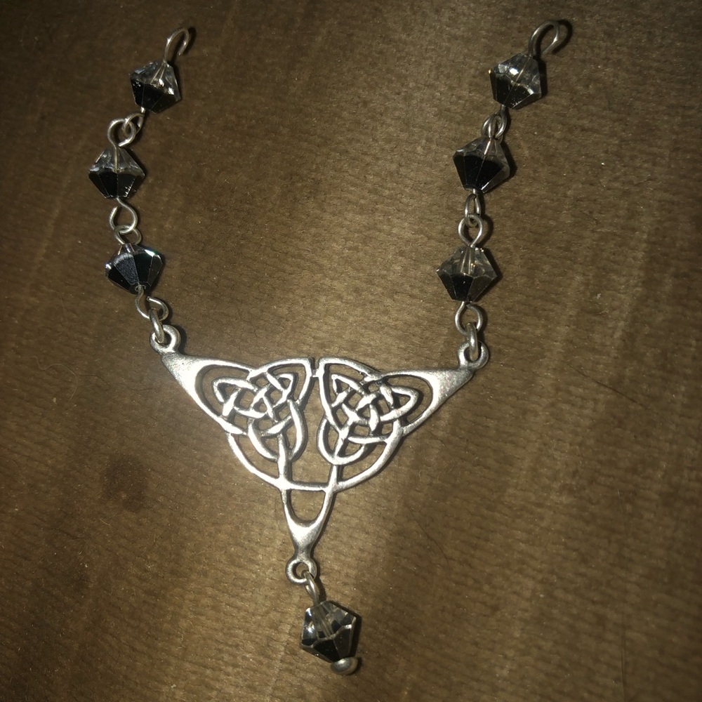 Silver Celtic Knot Pendant Necklace Piece with Crystal Beads- $40 or $35 w/offer